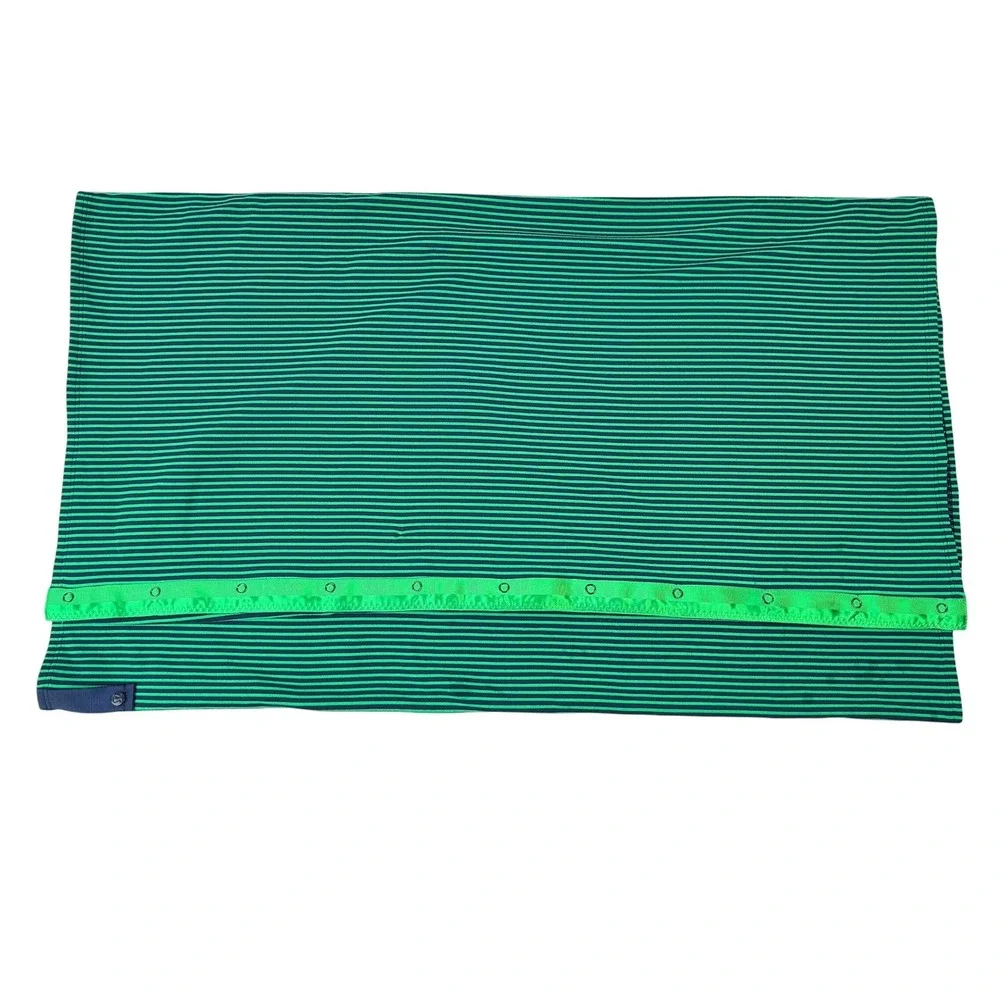 Lululemon Vinyasa Scarf Green Navy Blue Striped Snap Infinity Wrap OS